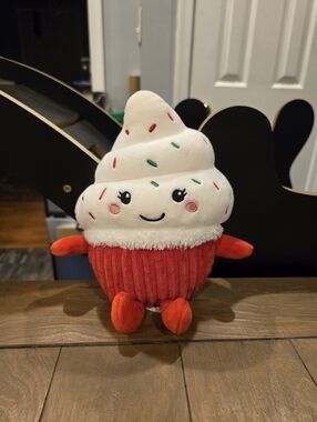 Cute Red & White Ice Cream Cupcake Plush Toy